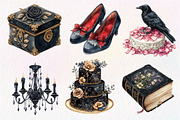 Watercolor Gothic Wedding Clipart, an Illustration by Dream Creation (Thumbnail 2 of 7)