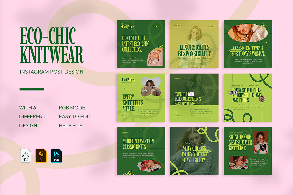 Eco Chic Knitwear - Instagram Post, a Social Media Template by VUNIRA (Photo 1 of 3)