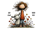 Whimsical Floral Girl & Lamb, an Animal Illustration by GiraffeCreative (Thumbnail 10 of 20)