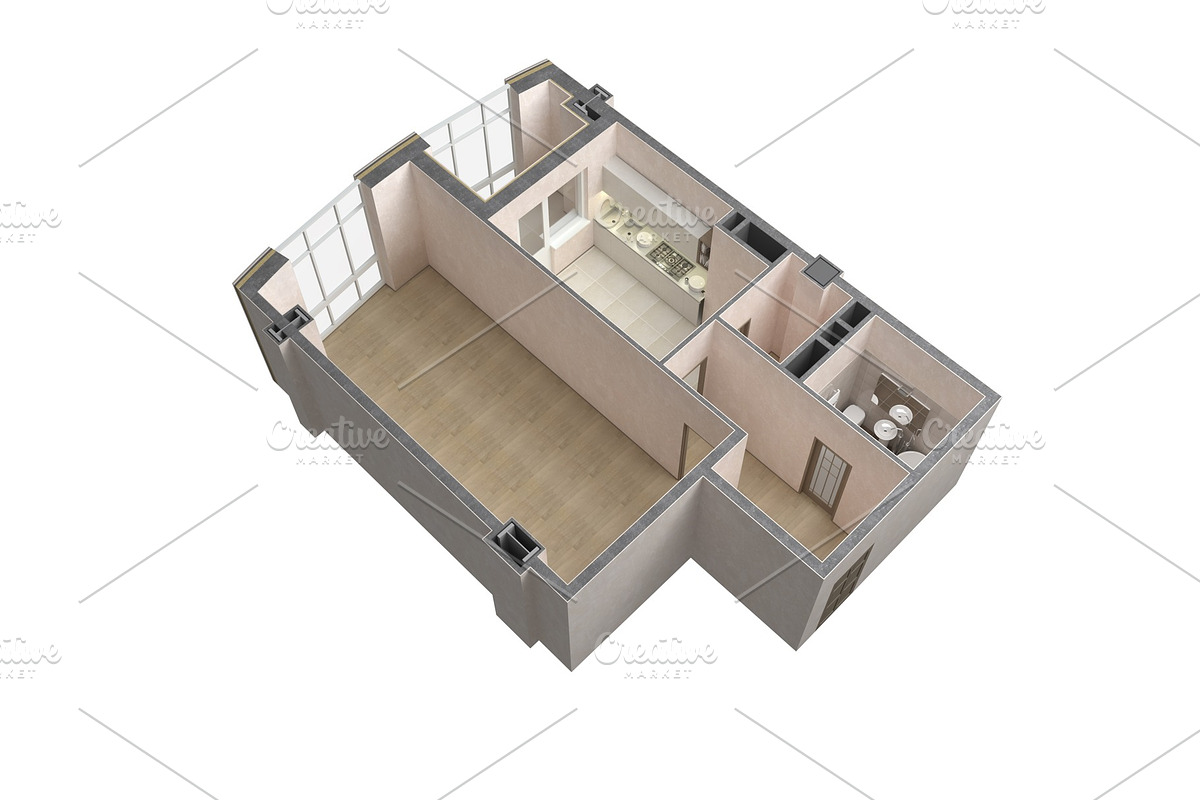 Floor plan top view. Apartment, an Illustration by coob.kz
