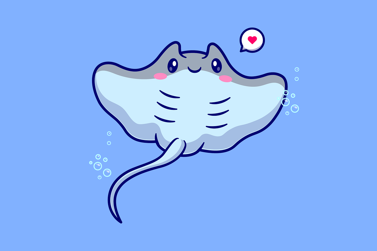 Cute Stingray Fish Swimming Cartoon, an Animal Illustration by Catalyst Labs (Photo 1 of 3)