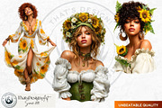 Sunflower Beauties Complete Cliparts, a Person Illustration by ThatsDesignArt (Thumbnail 4 of 16)