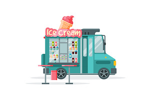 Ice Cream Truck with Ice Cream Cone, a Food Illustration by TopVectors