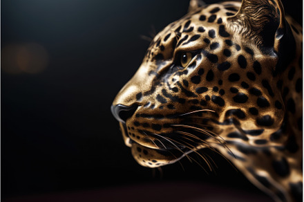 Gold leopard head. Generate Ai, an Animal Photo by Ylivdesign
