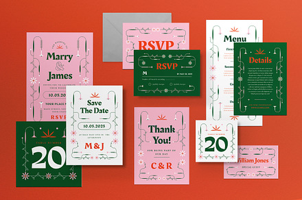 Floral Wedding Invitation Set, an Invitation Template by graphicook