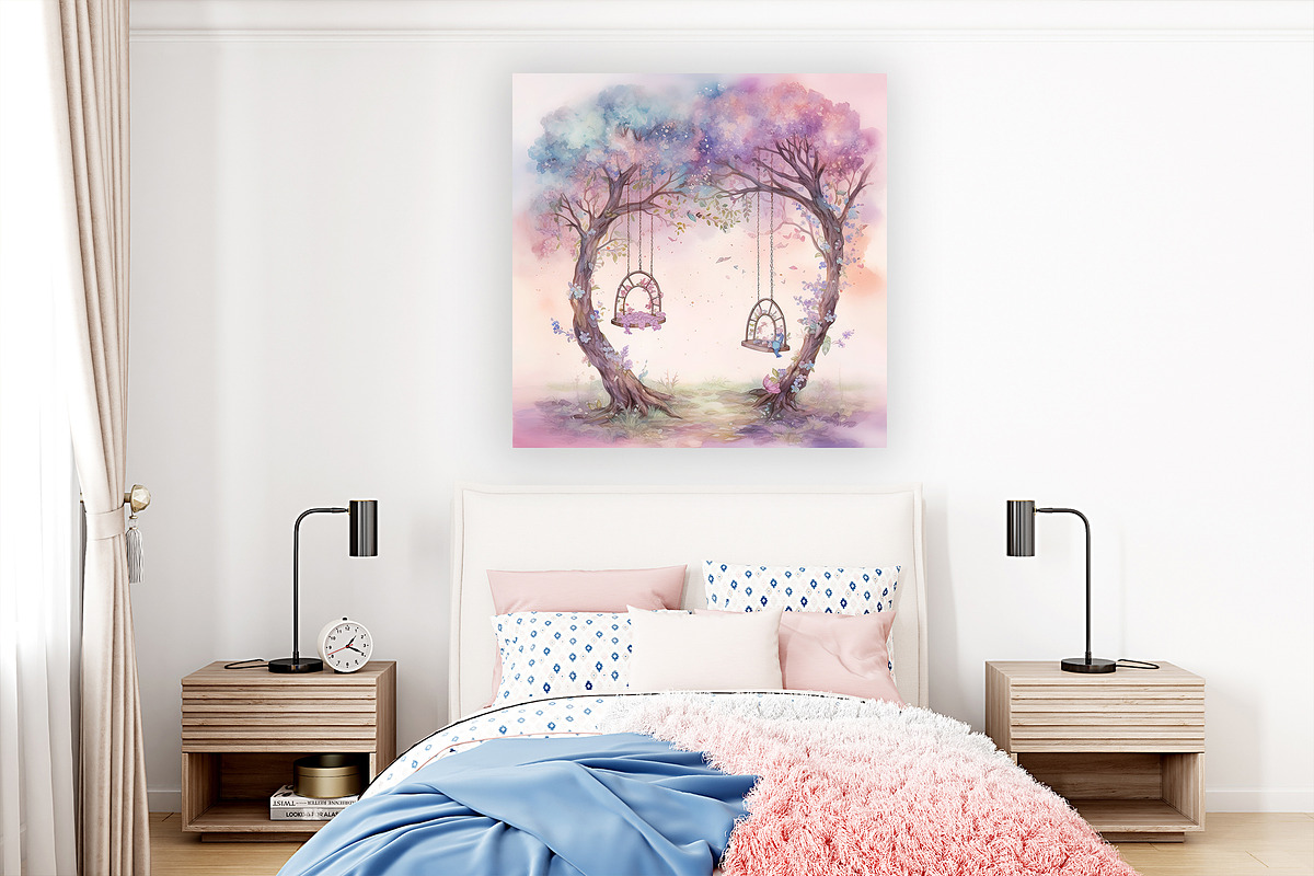 A Watercolor Enchanted Swing Set, a Background Graphic by Fun Digital (Photo 2 of 3)