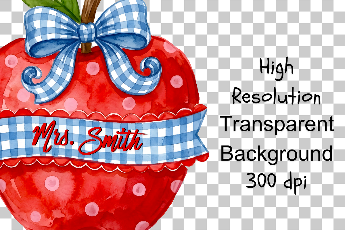 Custom Checkered Teacher Apple PNG, an Object Illustration by Clipart Bloom (Photo 2 of 3)