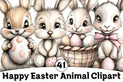 Happy Easter Animal Clipart, an Illustration by Design Market (Thumbnail 1 of 5)