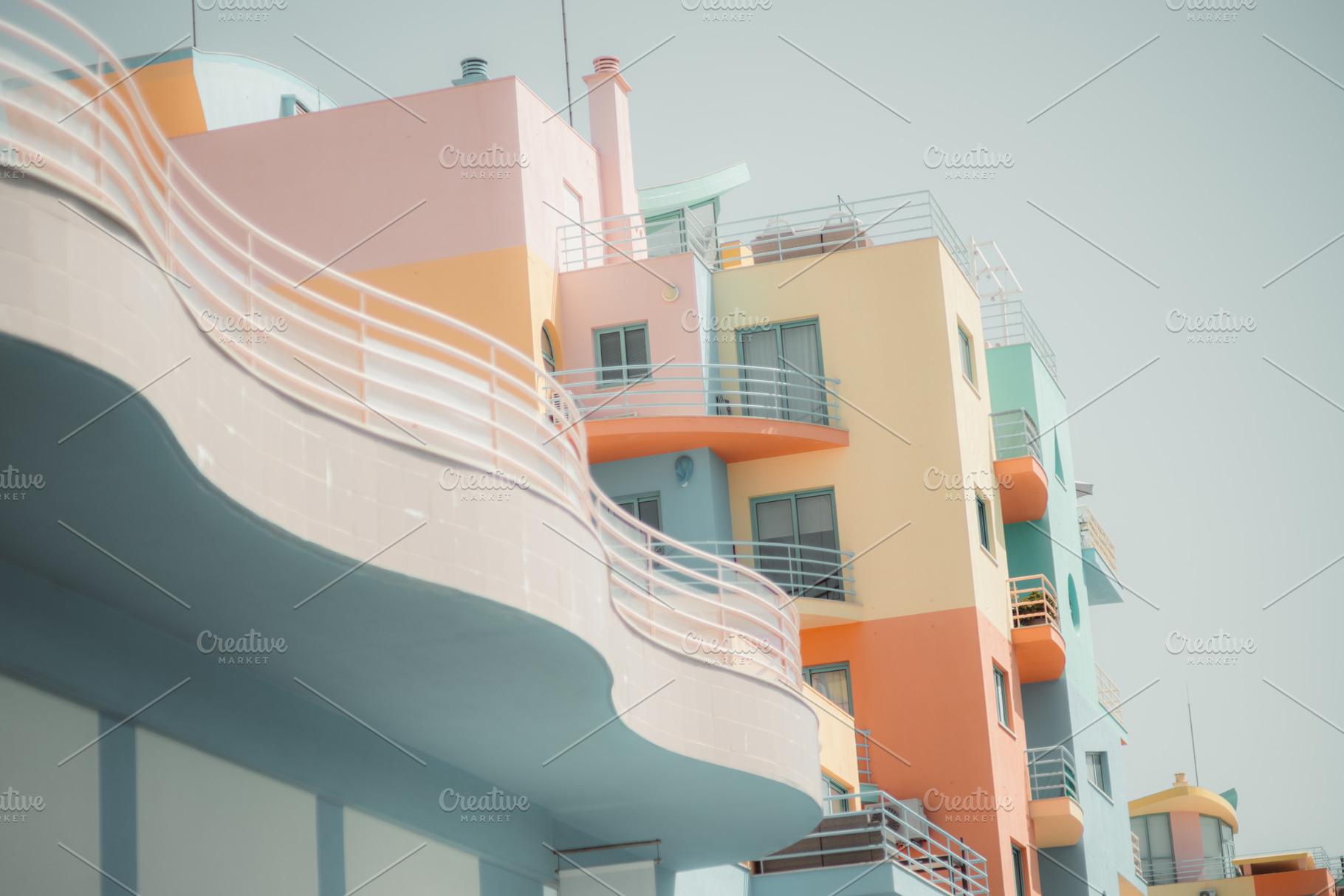 Pastel Facades and Curved Balconies, an Architecture Photo by SkyNext