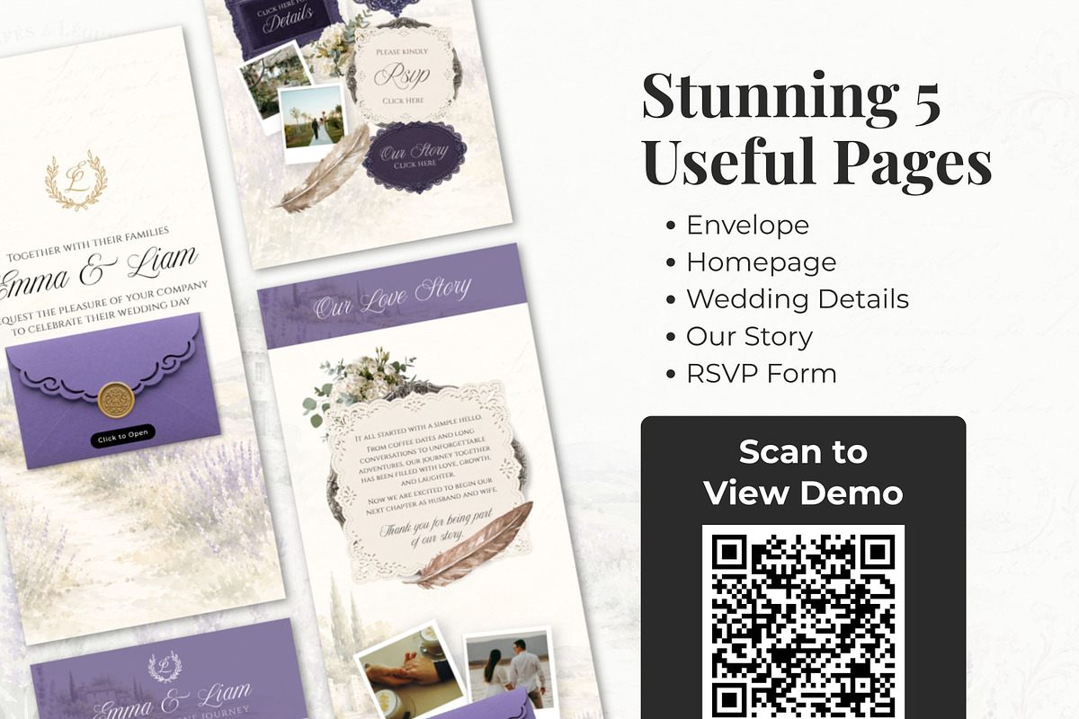Lavender Wedding Website Invitation, a Landing Page Template by Everyday Perfection (Photo 4 of 12)