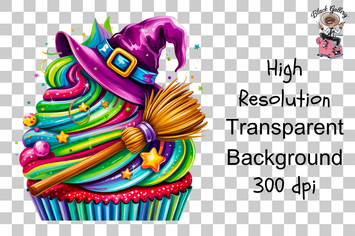 Witch Cupcake PNG Bundle, a Graphic by Clipart Studio (Photo 11 of 11)