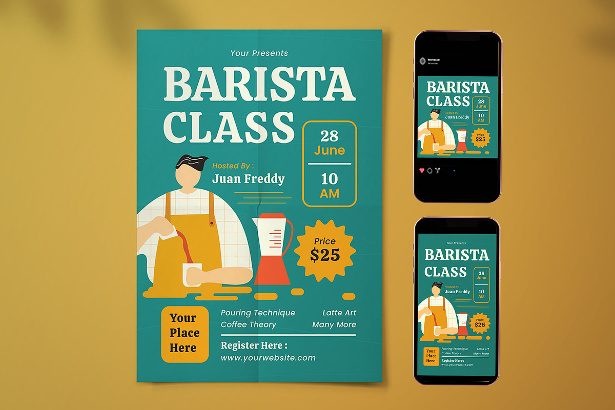 Barista Class Flyer Set, a Flyer Template by Pitchlook.Studio (Photo 1 of 3)