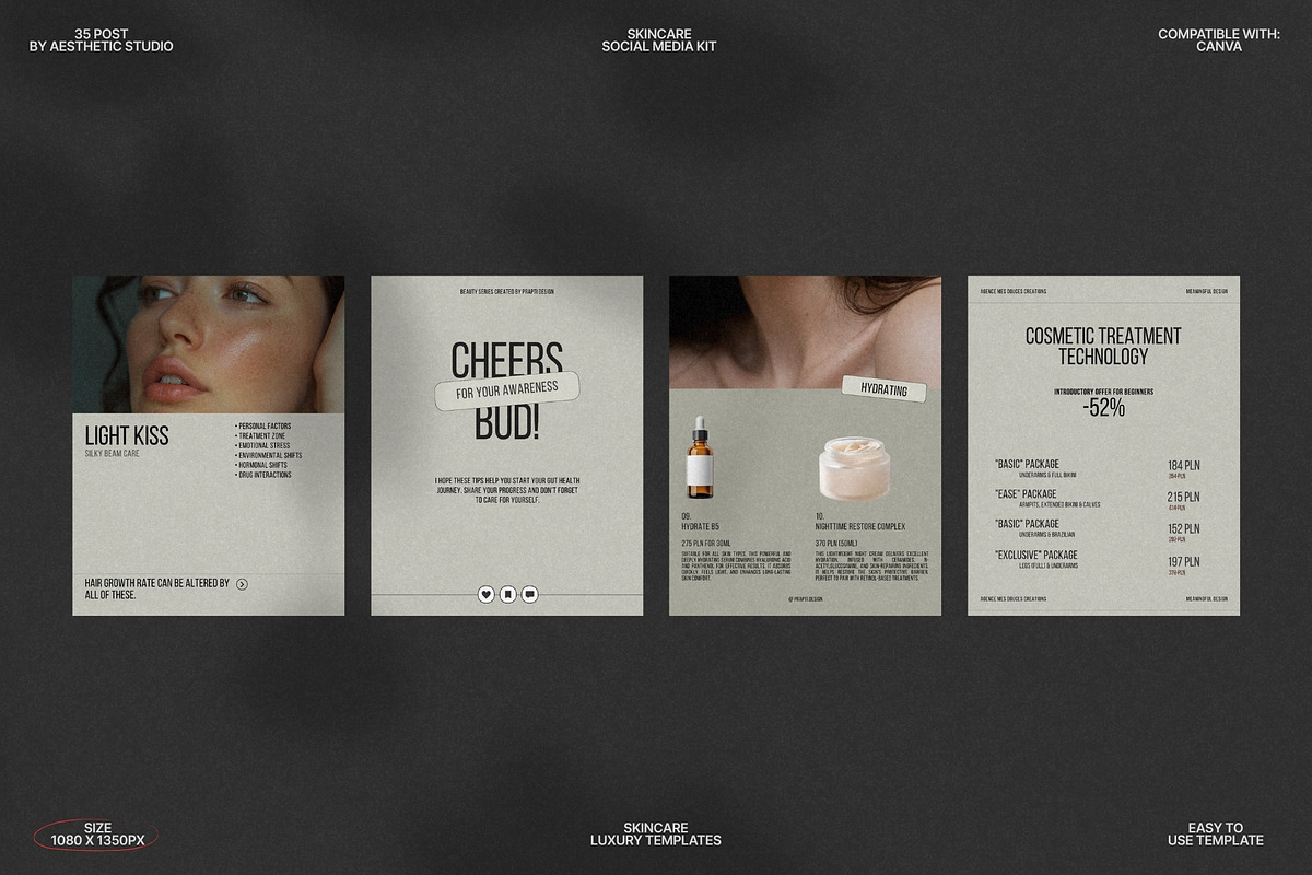 Skincare Post Templates in Canva preview 6