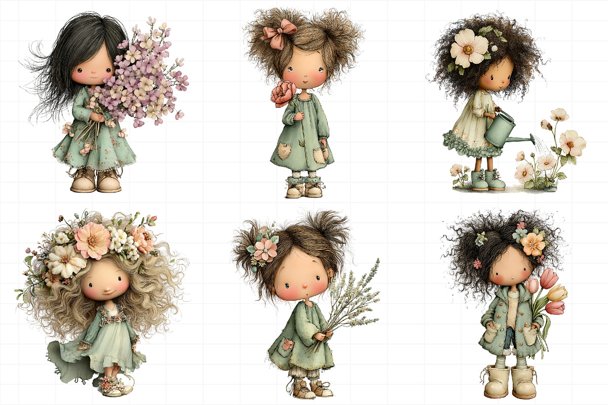 Girl and Flower Clipart Kids, an Illustration by Daily.Designs (Photo 7 of 8)