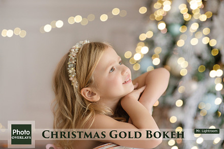 60 Christmas Gold Bokeh Overlays, a Brushes & More by HappyNews