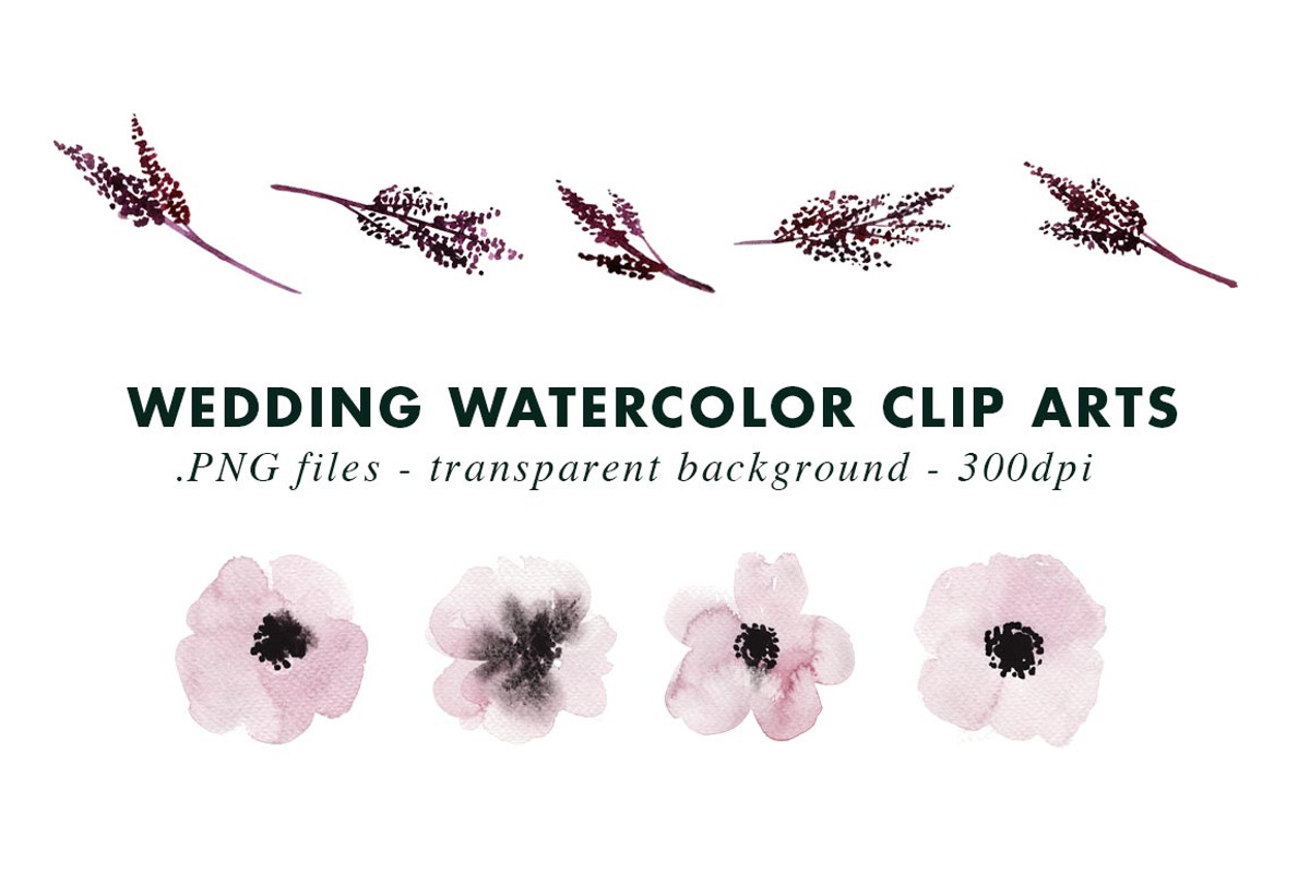 Dark wedding watercolor clip arts, an Illustration by Heartmade by Claudia (Photo 2 of 4)