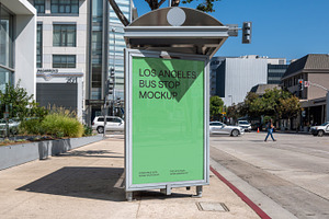 Downtown City Urban Bus Stop Mockup, a Mockup by Area Mockups
