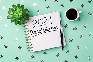New year 2021 goals on desk