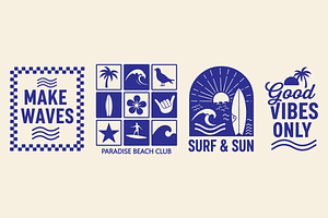 Tropical Surf & Sun Vector Graphic, a Decorative Illustration by MkStudio