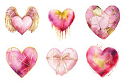 Pink Gold Hearts Clipart Bundle, an Illustration by SinaCreation (Thumbnail 2 of 5)