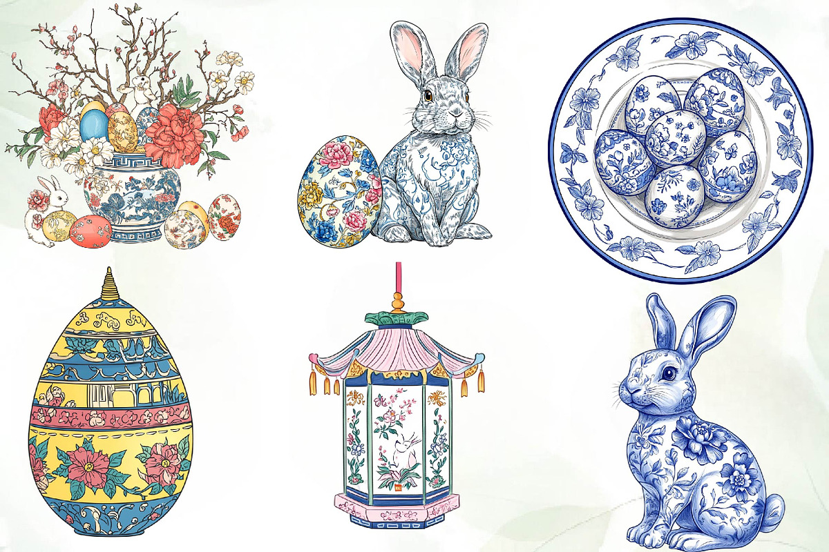 Easter Chinoiserie Sublimation Clipa, an Illustration by CreationArt (Photo 5 of 5)