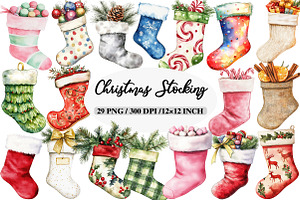 Christmas Stocking Clipart, an Illustration by Daily.Designs
