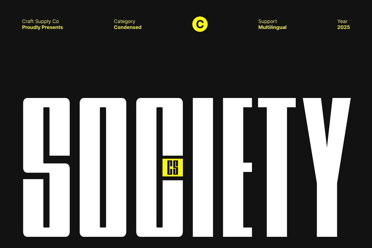 CS Society – Condensed Font, a Sans Serif Font by Craft Supply Co. (Photo 1 of 8)