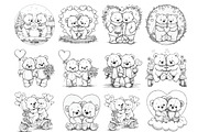 Bear Couple Line Art Clipart, an Illustration by DreamArtGraphic (Thumbnail 2 of 4)