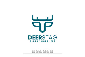 Logo Deer Stag Line Art Style, a Branding & Logo Template by ARIF22GANTENG