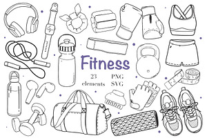 Fitness Equipment Clipart SVG PNG, an Object Graphic by ArtGiftsStudio
