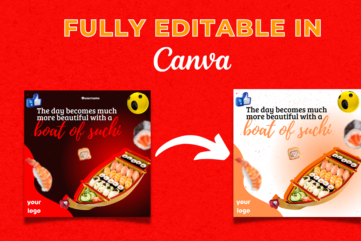 Sushi Restaurant Canva Templates, a Social Media Template by Canvagator (Photo 3 of 3)