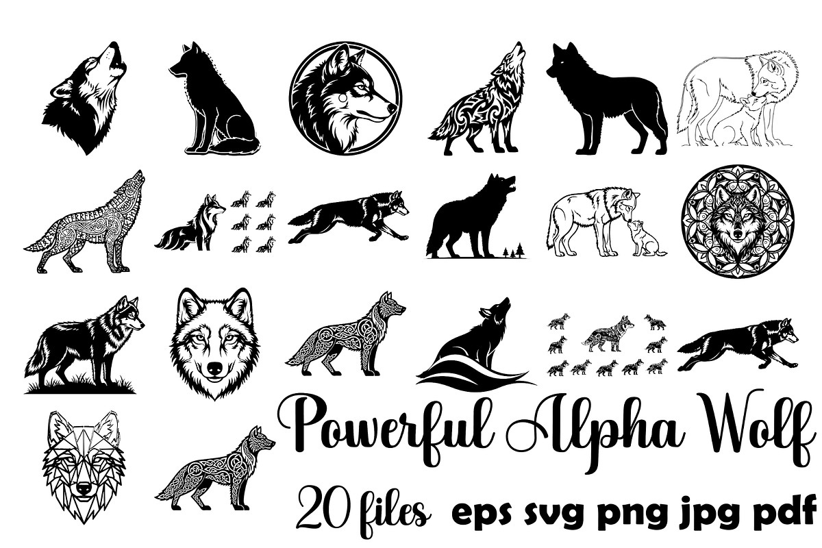 Powerful Alpha Wolf Vector Bundle, an Animal Illustration by Designer_Momina (Photo 1 of 21)