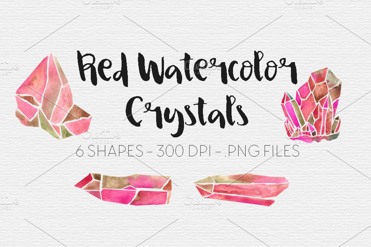 Red Watercolor Crystal Clipart, an Illustration by TigerlilyDesignCo (Photo 1 of 2)