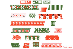 Digital Christmas Washi Tape Sticker