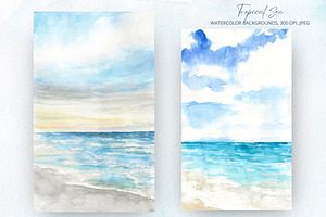 Watercolor Tropical Seascapes