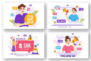 16 Follow Us And Like Illustration