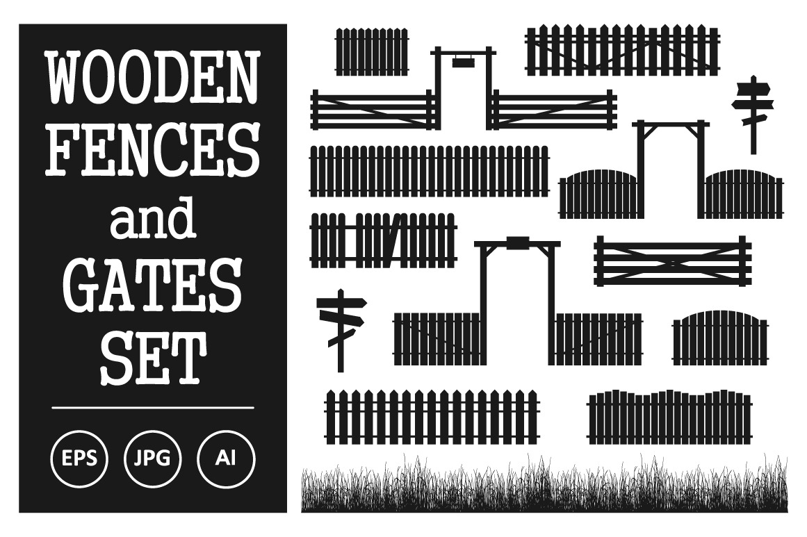Vector Set Of Fences And Gates by MsaGraphics  Creative Market