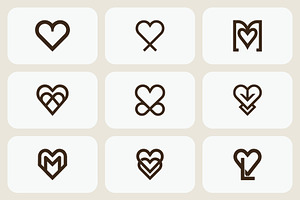 Minimal Heart Initial Logo Bundle, a Branding & Logo Template by Vectorium Studio