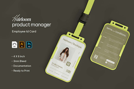 Heirloom Product Manager - ID Card, a Card Template by VUNIRA