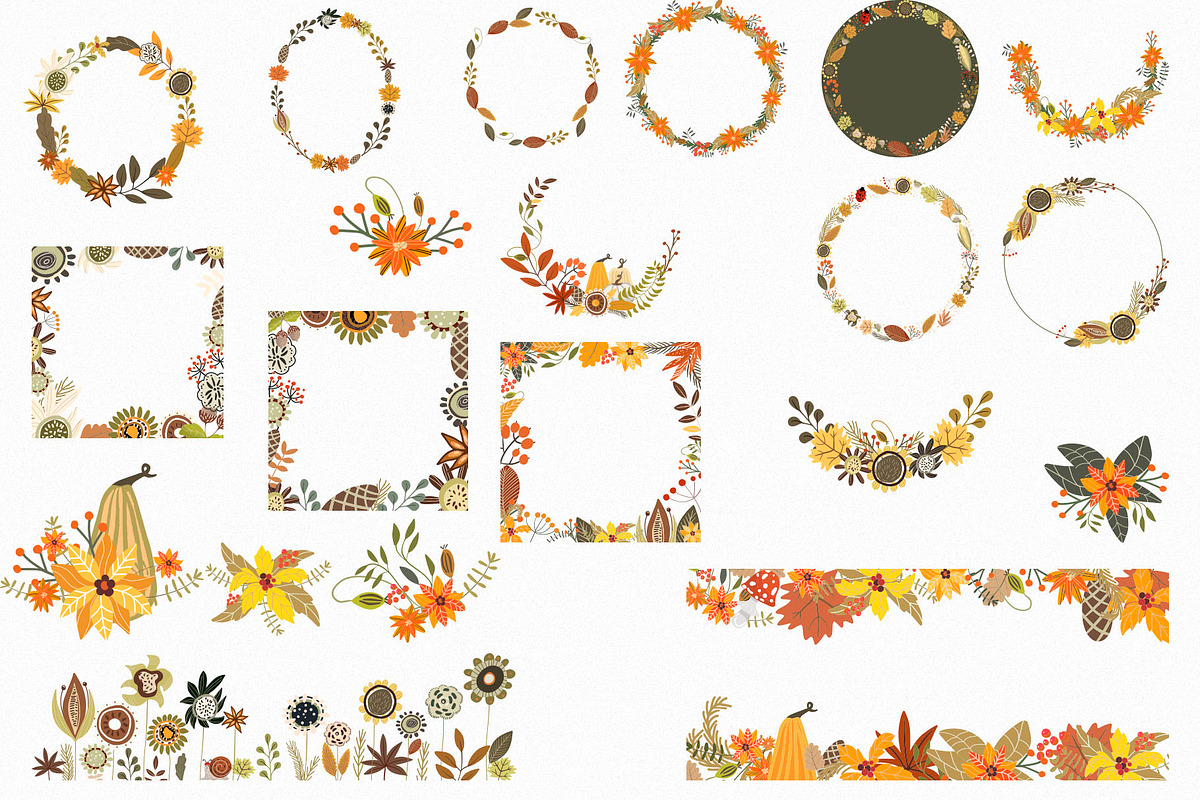 Thanksgiving frames and animals set, an Animal Illustration by NataLyaroArt (Photo 1 of 7)