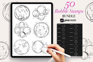 50 Bubble Procreate Stamps Brushes