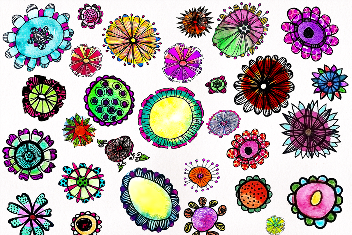 Watercolor Floral Doodles, an Illustration by Sinziana Romanescu (Photo 2 of 5)