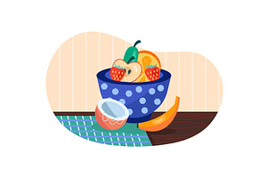 Fruit bowl vector dish with healthy, a Food Illustration by vectorpointstudio