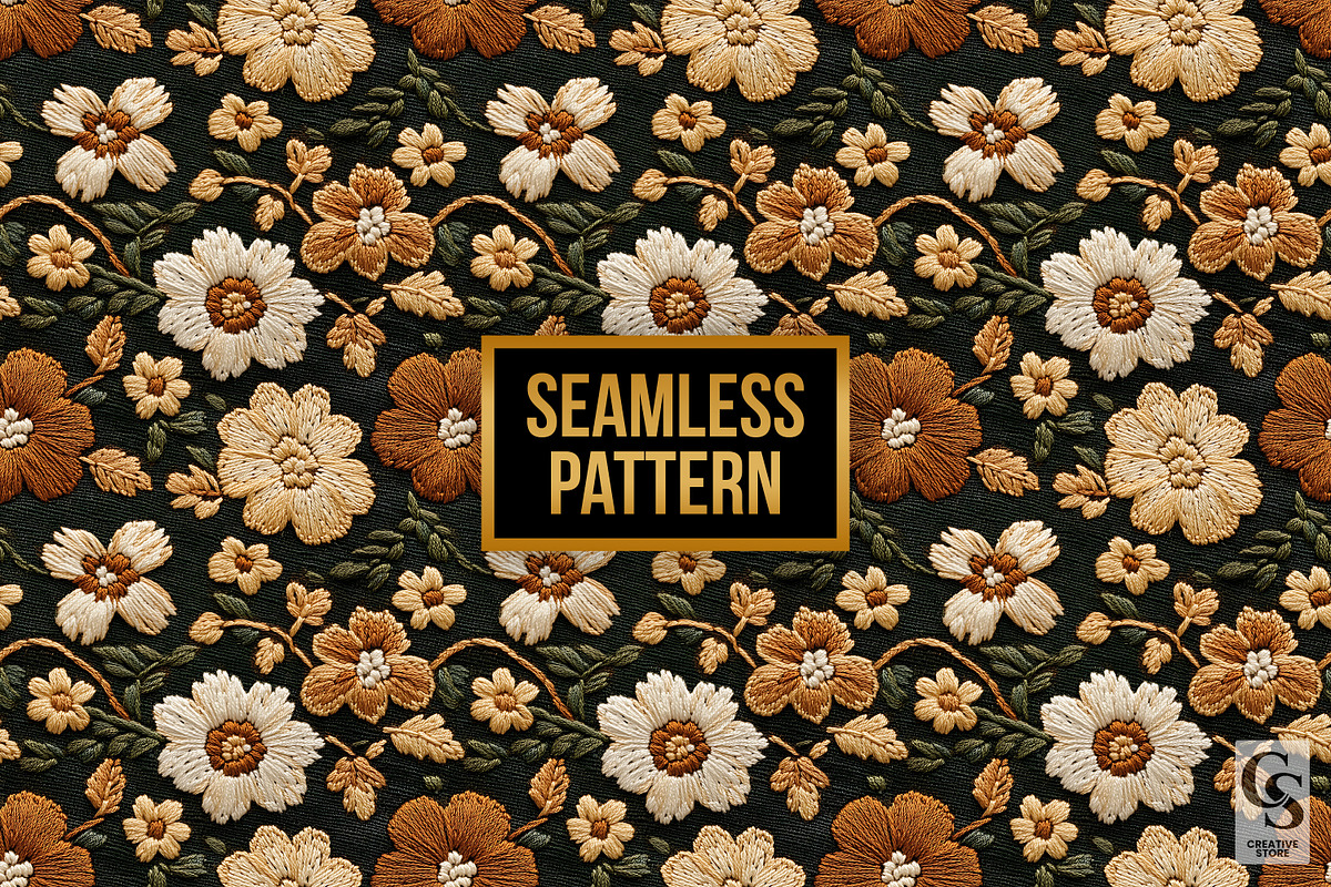 Retro Flower Embroidery Pattern, a Pattern Graphic by Creative Store (Photo 4 of 5)