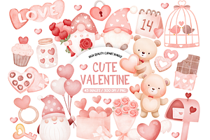 Cute Valentine Clipart Set, an Illustration by TatiMockup