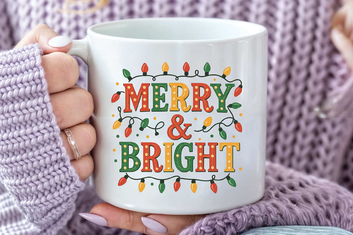 Merry and Bright PNG Christmas Light, an Illustration by CraftArtStudio (Photo 3 of 4)