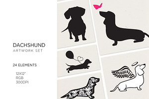 24 Daschund Dog, Pet Puppy Svg Icon