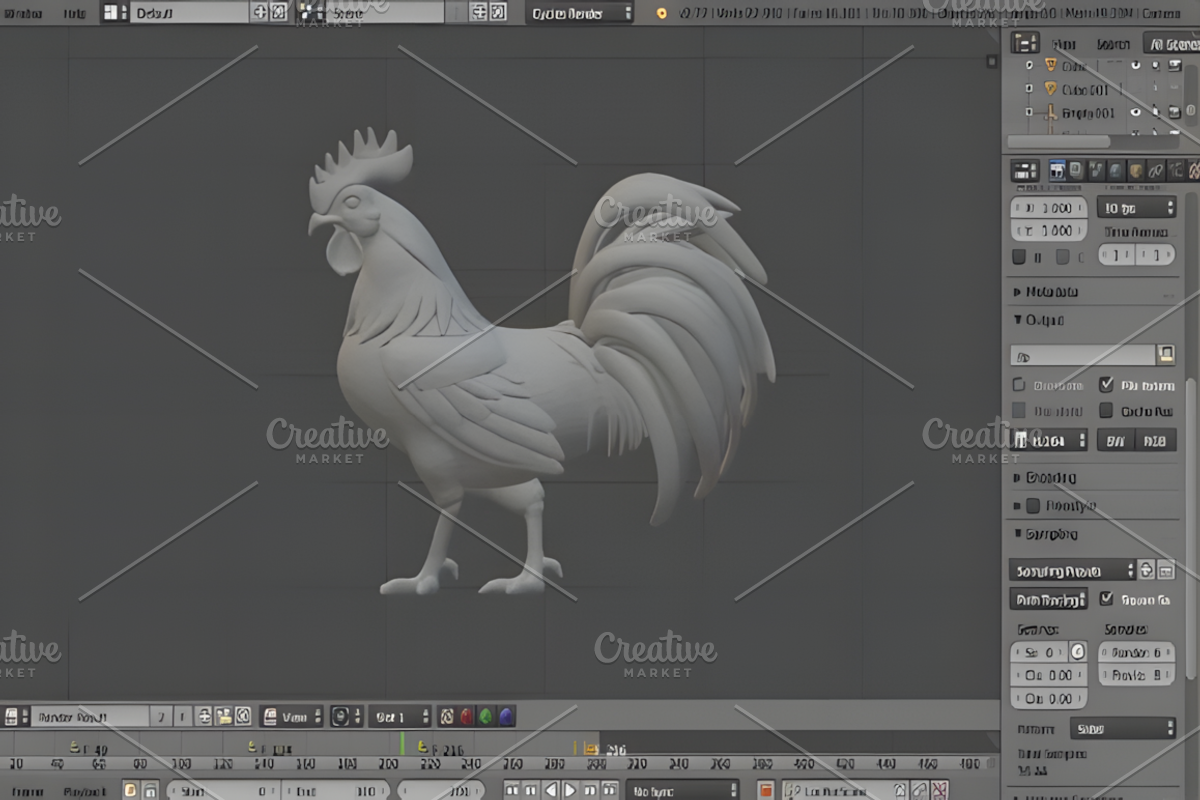 Strong Fighting Rooster 3D Model, an Animal 3D Model by Ink Gallery (Photo 2 of 3)