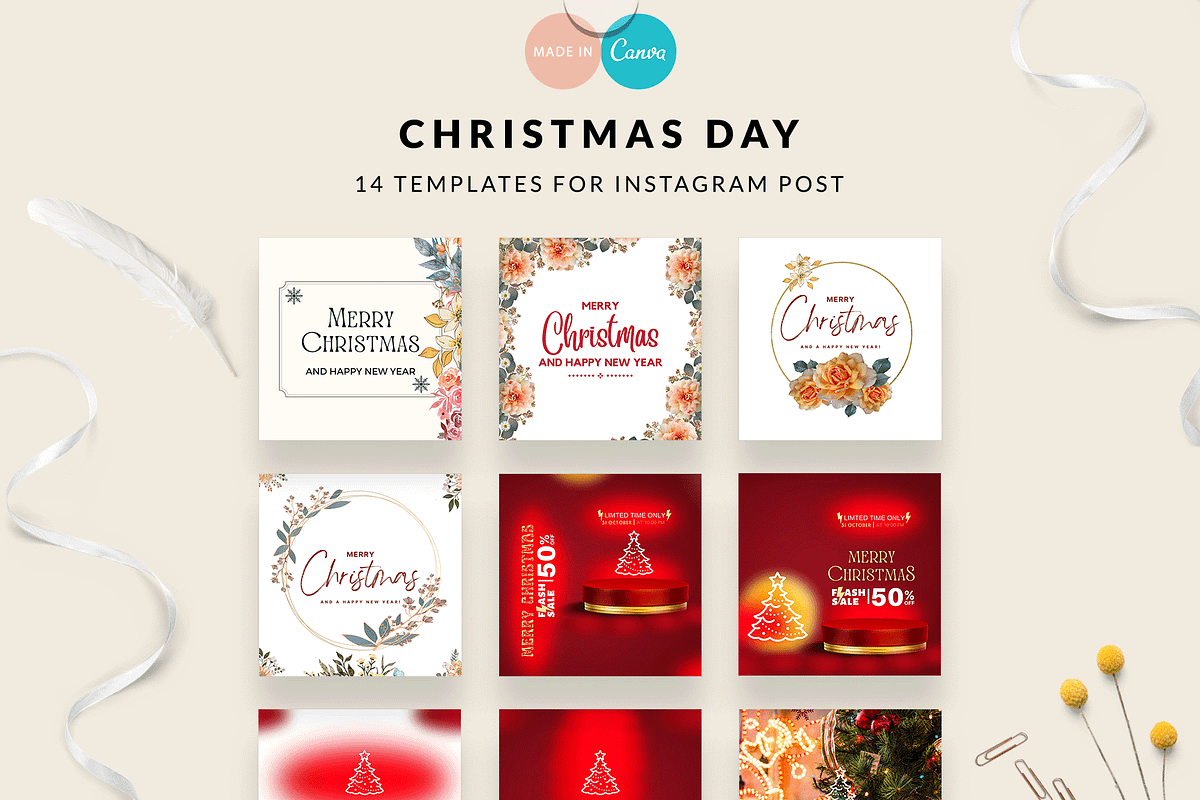 Christmas Instagram Post Templates, a Stationery Template by CreativeBundlex (Photo 1 of 2)