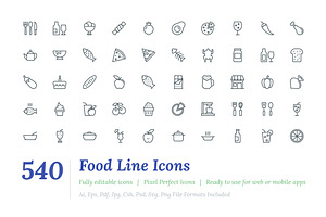 540 Food Line Icons